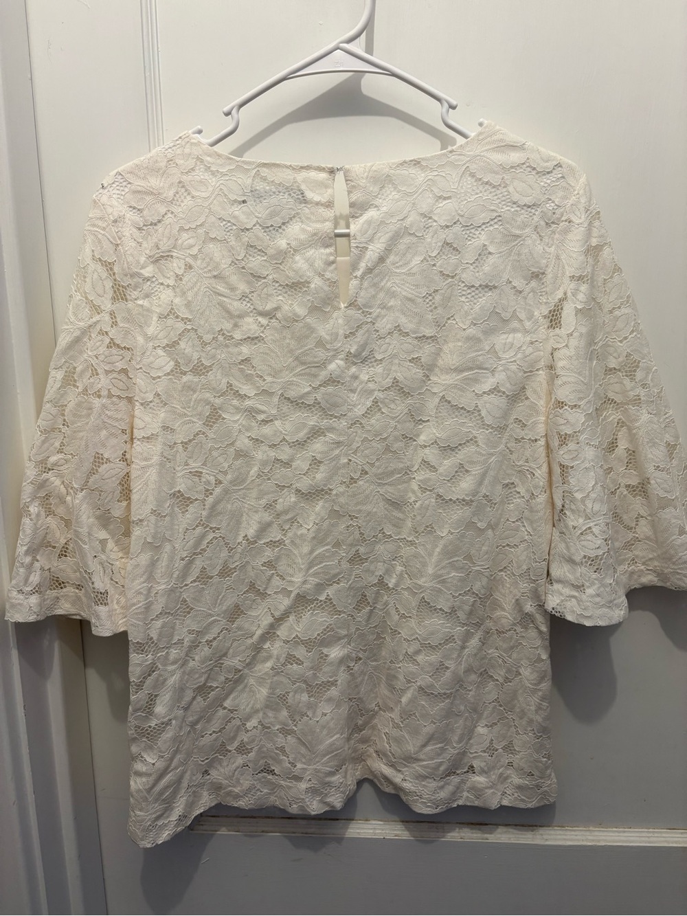 Banana Republic Cream Lace Flutter-Sleeve Blouse